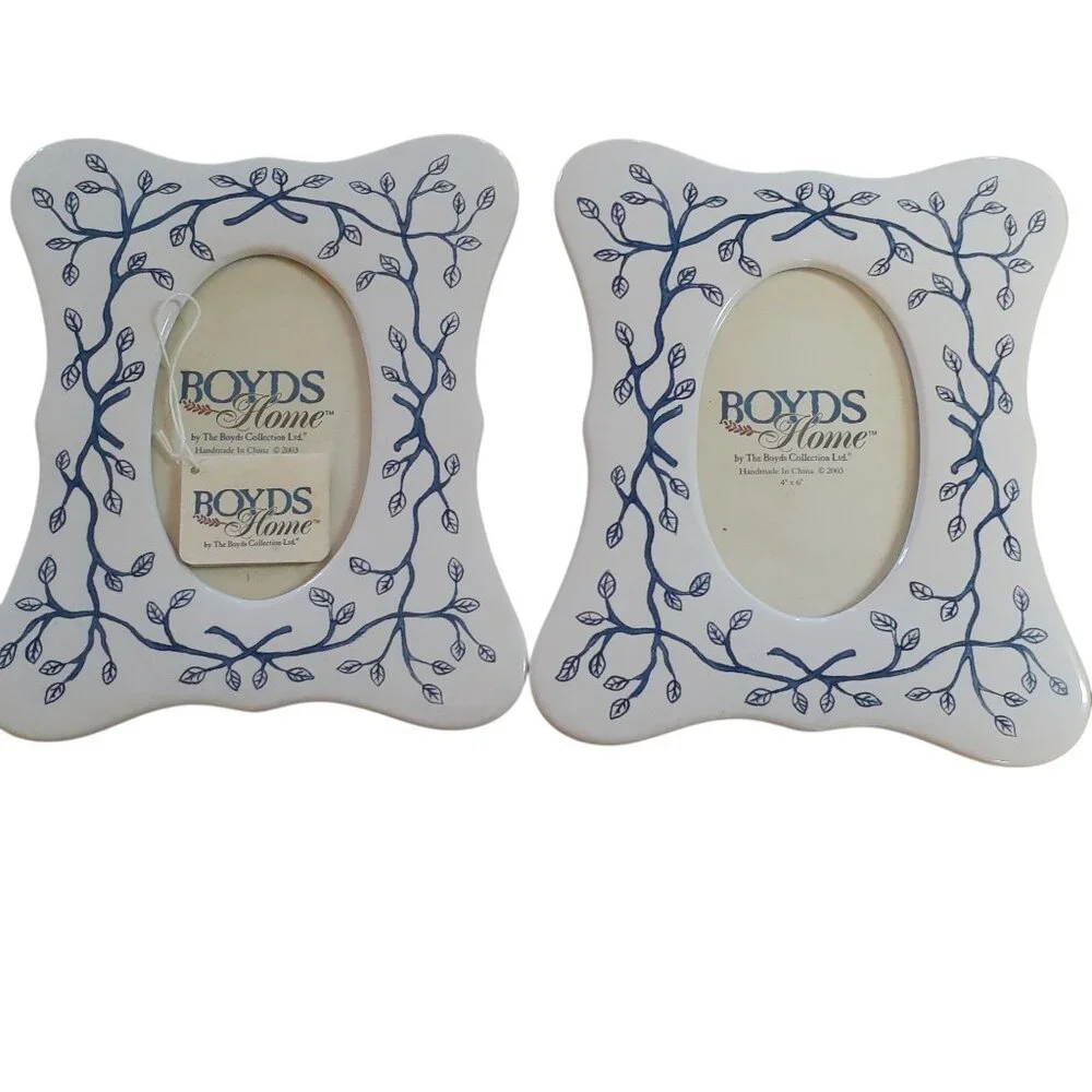 Boyds at Home Collection Chintz Stoneware Picture Frames Floral Design 2 NEW